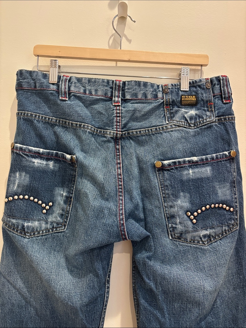 Vtg G-Star Raw Men’s Jeans Y2K Radar 3301 Studded Distressed Size 34x34
